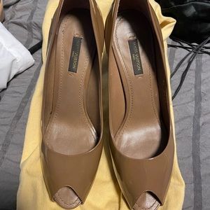 Louis Vuitton Oh Really open toe heels. Taupe